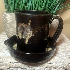 Hand Thrown Pottery Bacon Maker Cooker Handmade Artist Signed STEGALL USA